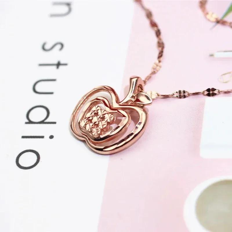 Klassische glänzende Apple Halskette für Frauen Mode Hohl Handwerk Exquisit Kupferplattiertes Roségold Party Zirkon