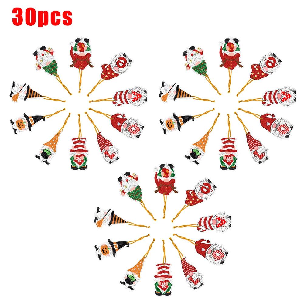 10/20/30pcs DIY Full Drills Diamond Painting Christmas Tree Pendant Hanging Ornament Christmas Decoration Natal Navided
