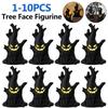 1-10PCS Halloween LED Ghost Face Tree Statue with BatterySpooky Tree Demon Statue Tabletop Bark Face Figurine for Indoor Outdoor