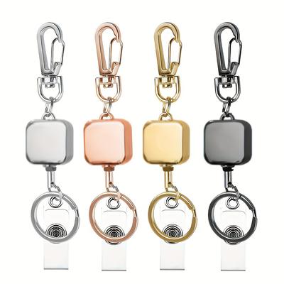 Elegantes einziehbares Lanyard mit Schlüsselring und Ausweishalter, goldplattiert - Perfekt für Büro oder den täglichen Gebrauch