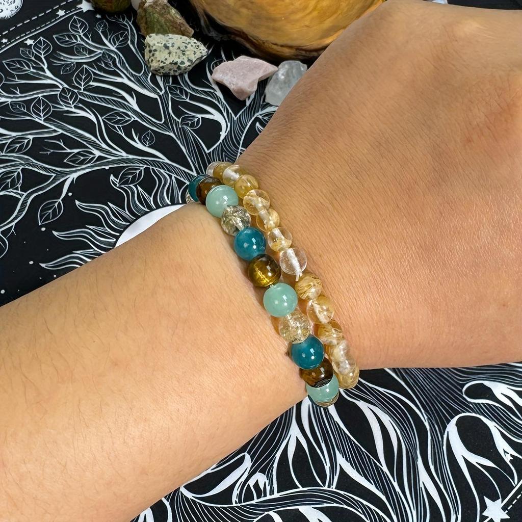 Neues Tigerauge Stein Rauchquarz Armband Handgefertigt Elastisches Seil Armband Großhandel Optimismus und Glück Weihnachtsgeschenk für die Familie