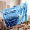 Erling Haaland Personalized Fleece Blanket With Football Logo, Custom Name Text Soft Warm Home Throw Blanket