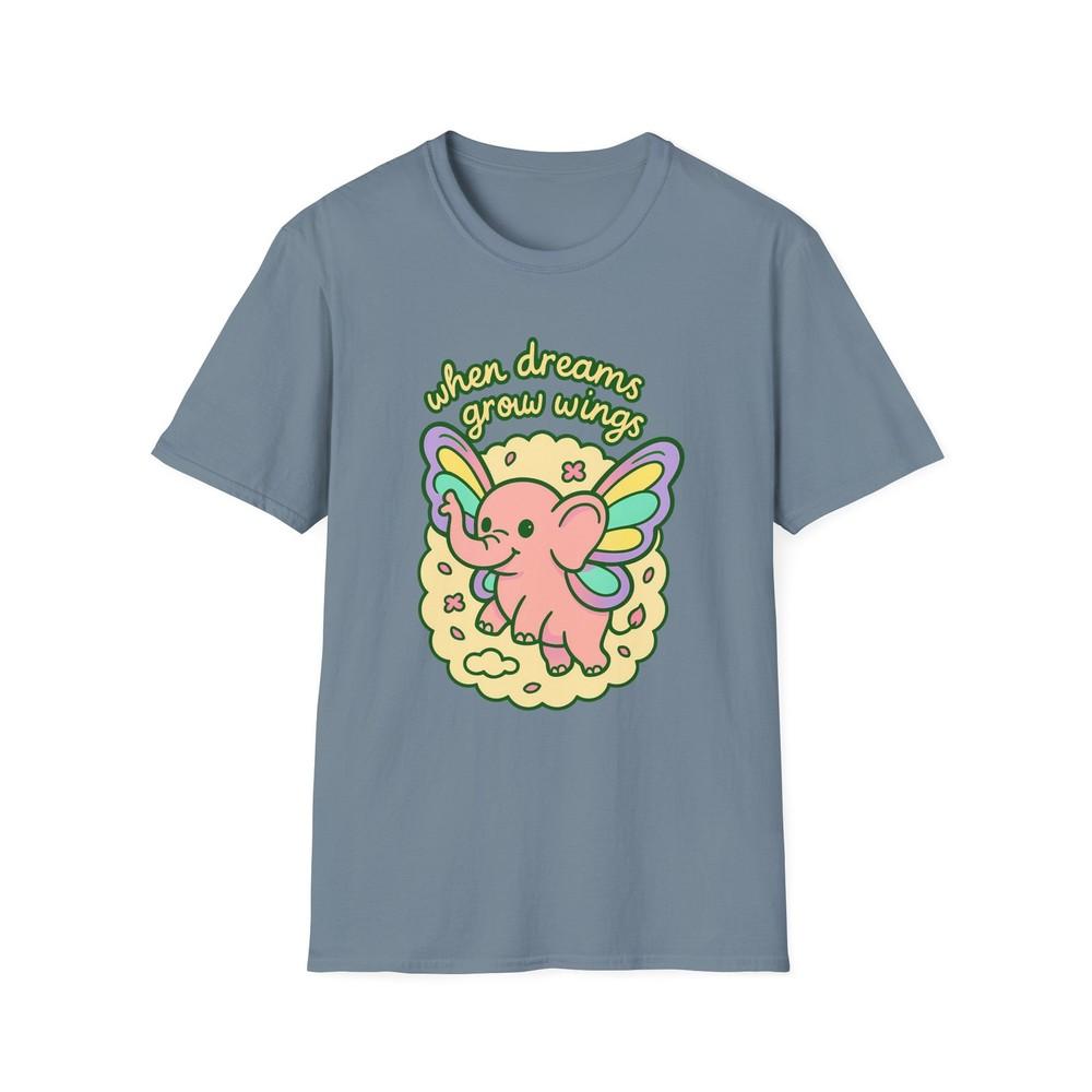 

Unisex Softstyle T-Shirt Pastel Elephant Floating Dreamy Butterfly Wings Tee 2XL