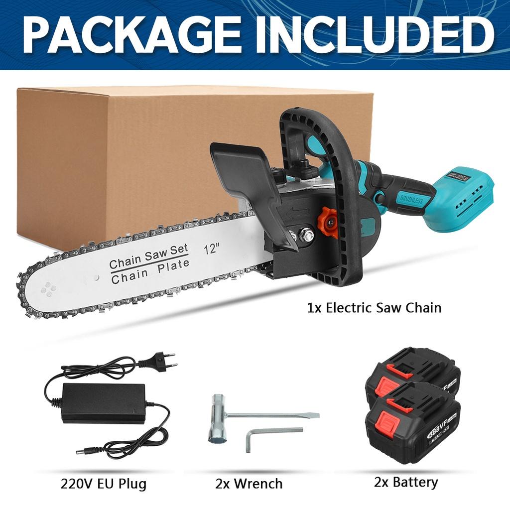 

2000 Вт 12-дюймовая аккумуляторная электрическая цепная пила садовый инструмент для деревообработки бесщеточный двигатель резак по дереву электроинструмент 2*Batteries