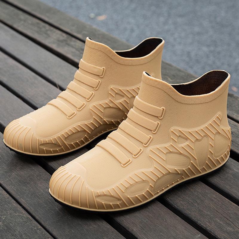 New Men's Rain Shoes Fashionable Outer Wear Waterproof Shoes Wear-resistant Non-slip Water Boots Men's Short Rubber Shoes Rain Boots