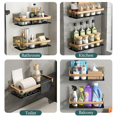 Badkamer Plank Geen Boor Opslag Organisator Aluminium Shampoo Opbergrek Badkamer Accessoires Wandrek Voor Keuken Toilet