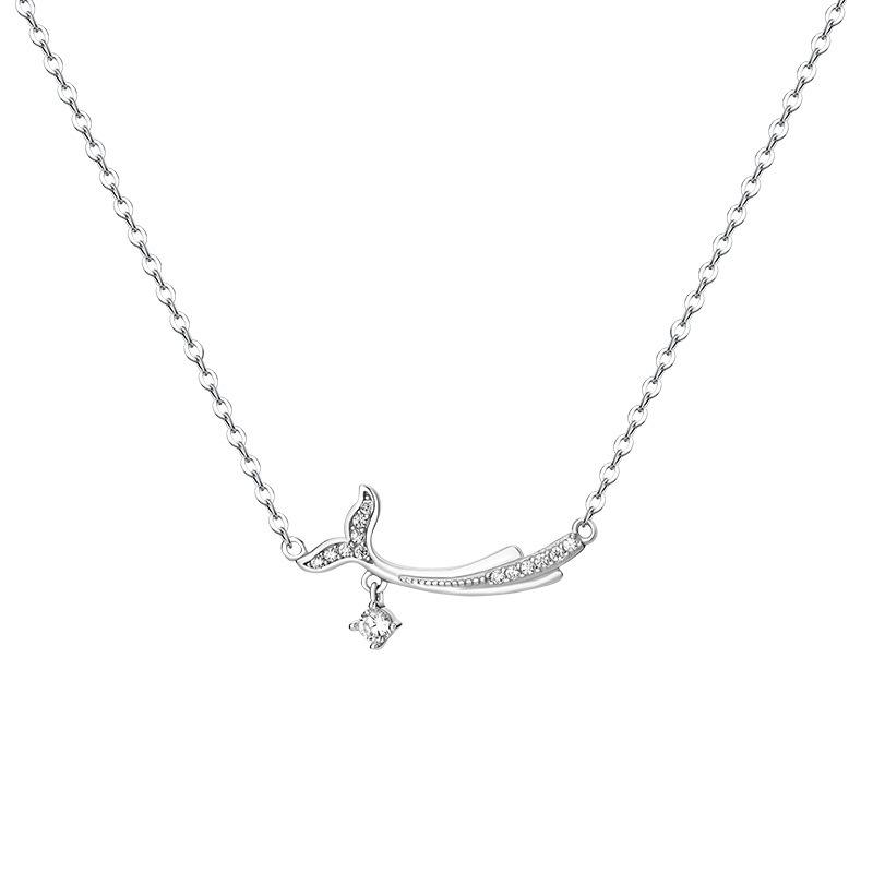 

Ожерелье «Хвост русалки с бриллиантами», Получите ту же рыбу, Вы любите шейную цепочку, Подарите хвост своей девушке, Циркониевая цепочка для ключицы. Copper