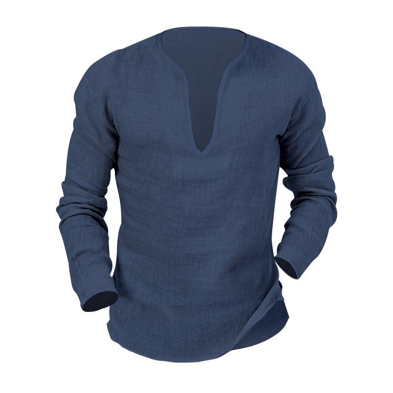 Men's Deep V-neck Shirt Europe and The United States Solid Color Tops Sports Men's T-shirt