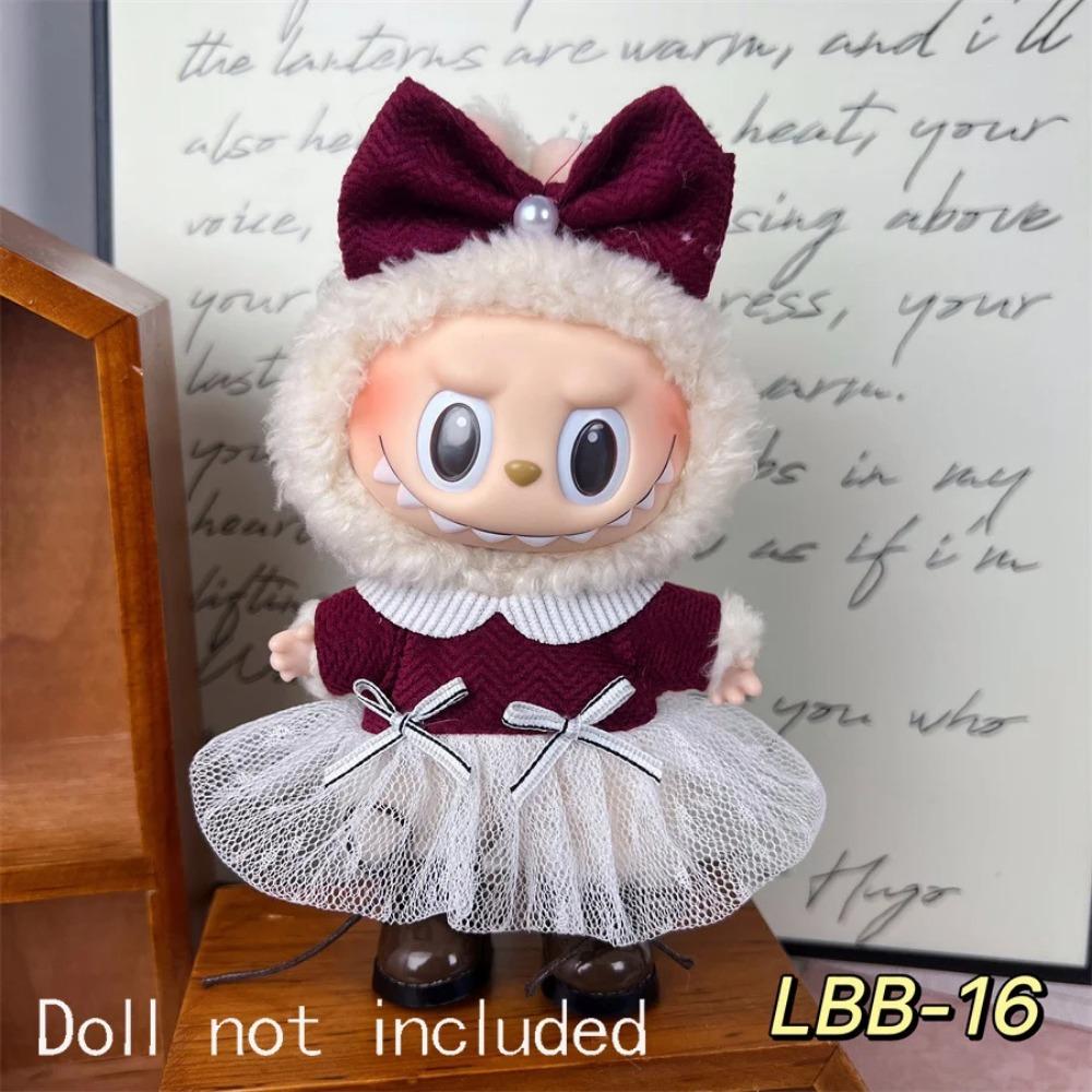 Only Clothes For 15-17CM Labubu Mini Accessories Clothes Clothing Dolls Set Sitting Party Scarf Hat Bag Cute Decoration Gift