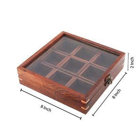 1 Masala Box For Kitchen Wooden Masala Box Sheesham Wood Spice Box for Kitchen Masala Dabba Wooden Masala Dani See Through Lid 9 Containers