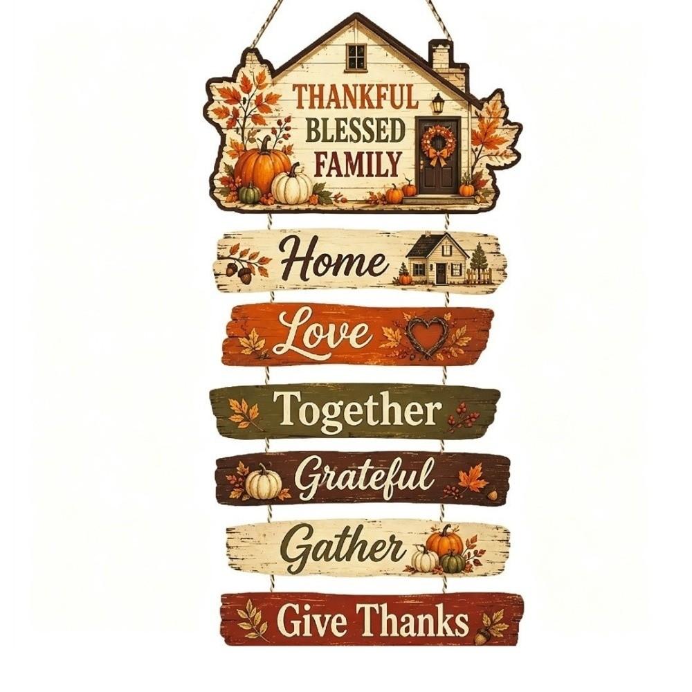 2D Flat Autumn Harvest Sign Decorative Fall Theme Wall Hanging Plaque Home Decor