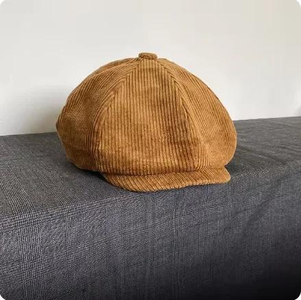 

Plus Size 62cm Corduroy Octagonal Cap Men s Trendy Brand British Newsboy Cap Men s and Women s Vintage All-match Beret M 56-58cm