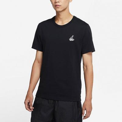 T-Shirts Herren Schwarz Rundhals Mäßig Gerader Schnitt DH3613-010
