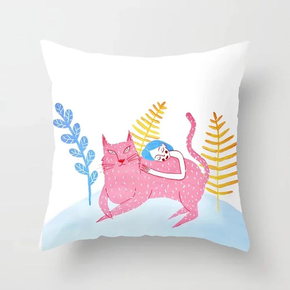 Home Decor Pillowcase Colorful Texture Alphabet Pattern Printed  for Bedroom Living Room