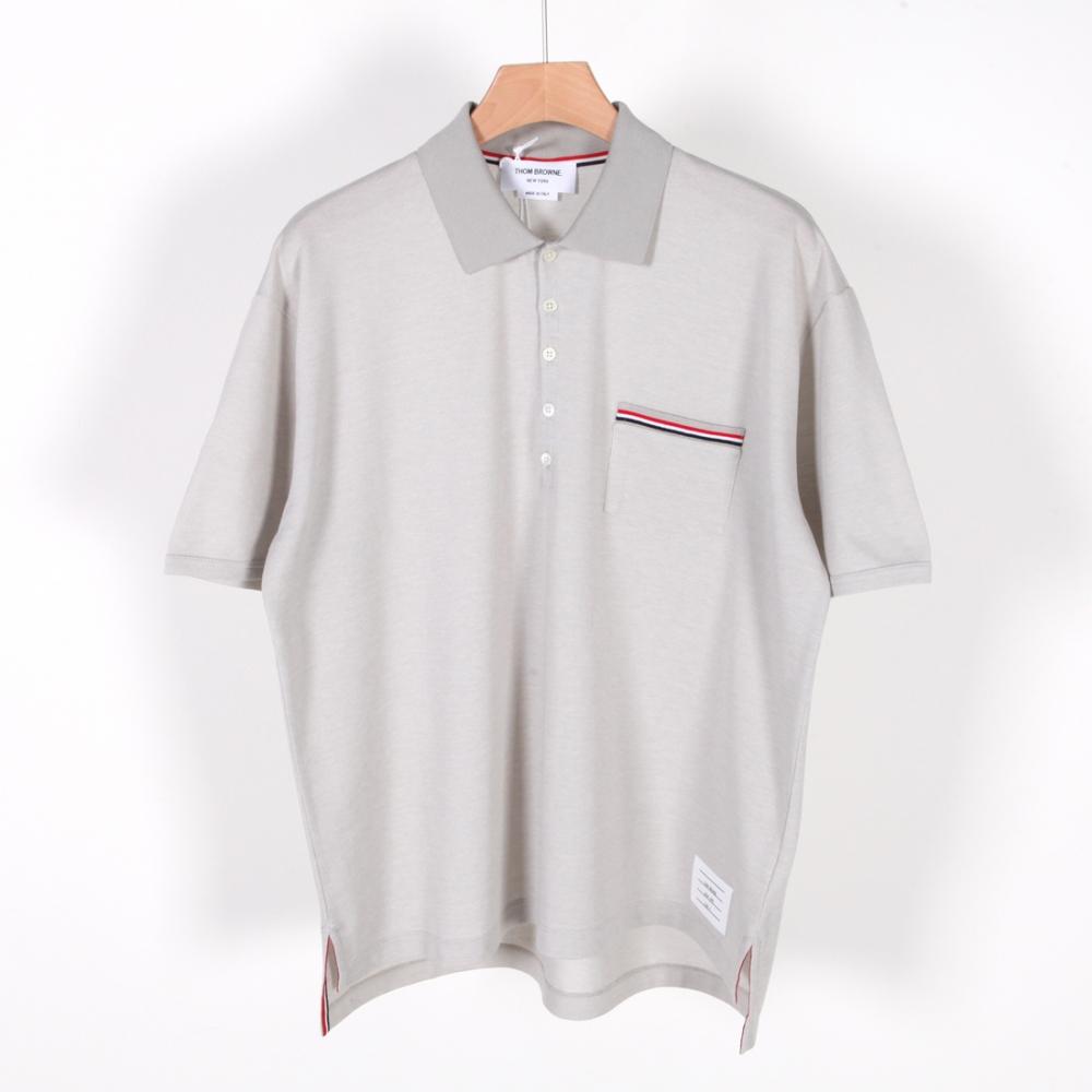 

23FW Thom Browne Футболка-поло с короткими рукавами и карманами RWB Натурально-белый MJP180AJ0085113