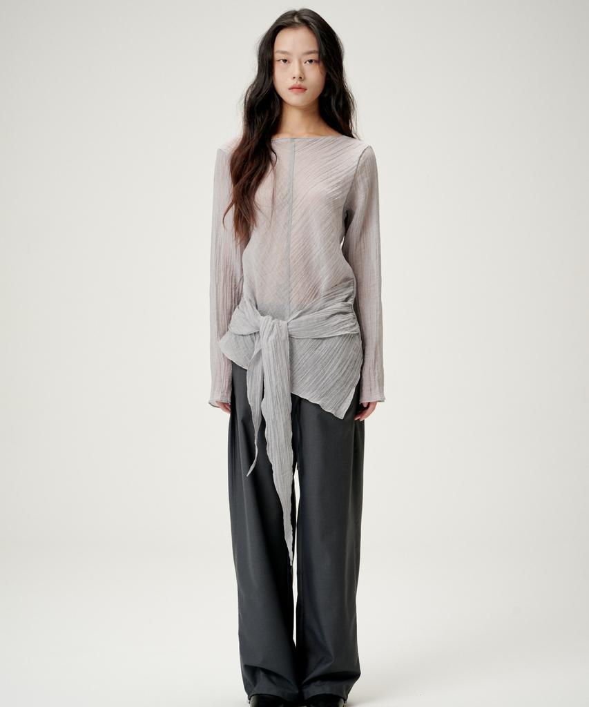 Linte Wrinkle Waist Blouse Gray