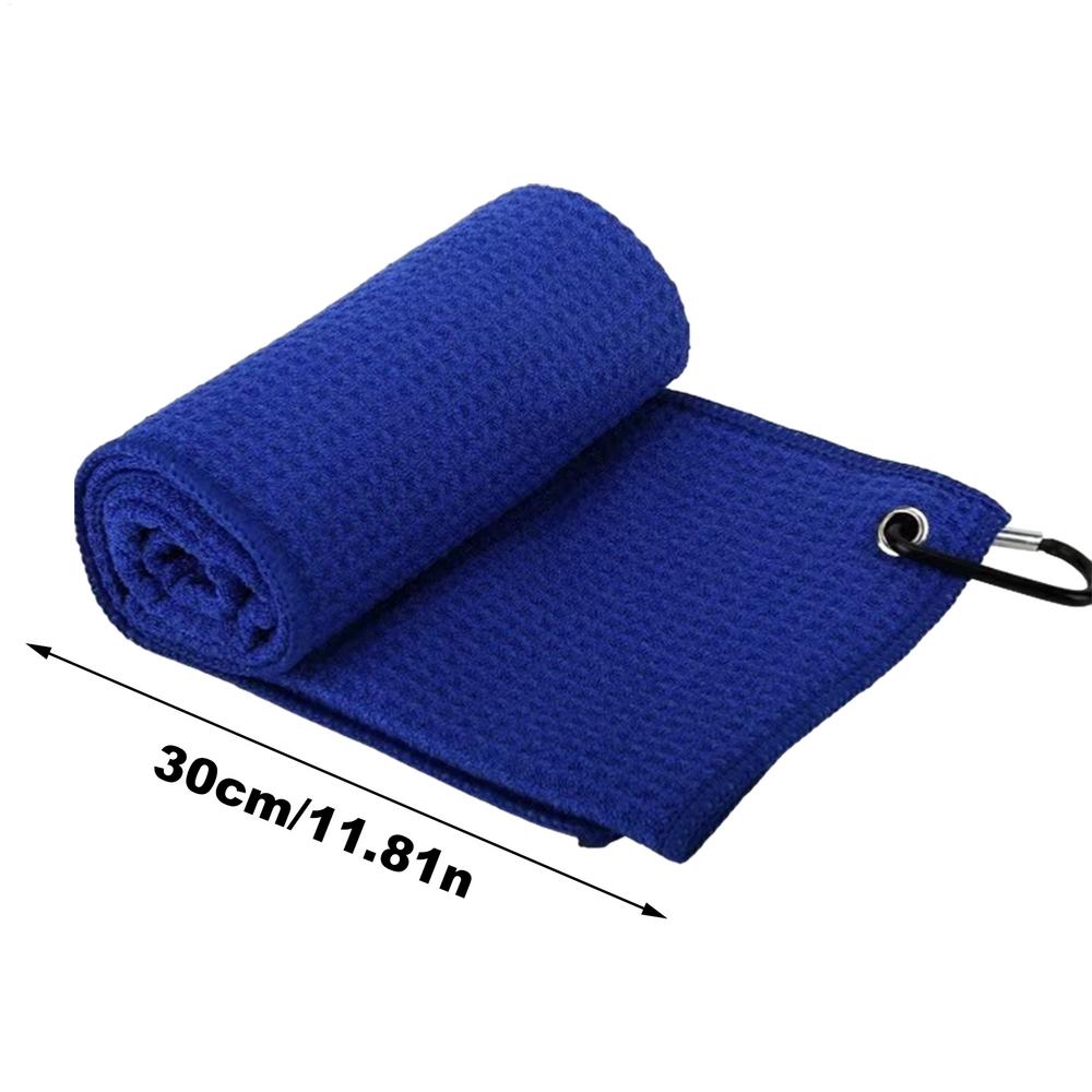 30x30cm Golf Towel Wipe Club Bag Cleaning Cloth Waffle Pattern Golf Rag with Clip Absorbent Quick Drying Outdoor Sports Towel