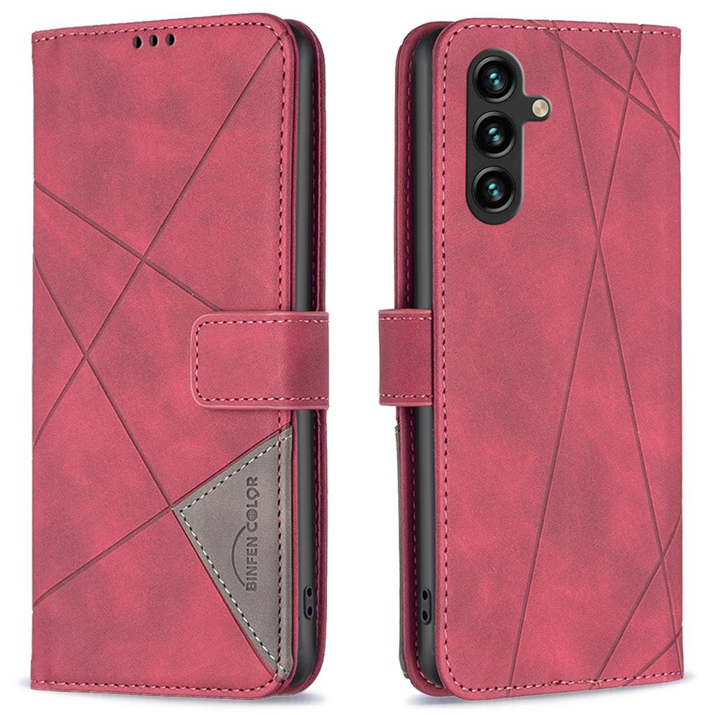 BINFEN COLOR For Samsung Galaxy A36 5G Phone Cases Wallet Stand Geometry Imprinted Leather Cover