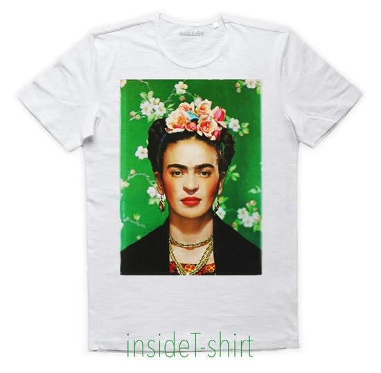 FRIDA KAHLO T-SHIRT naive jersey cover art flowers T-SHIRT MAN 2XL