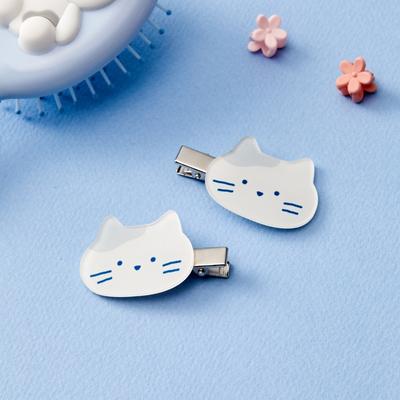 Cute Milk Cat Hair Clip 2P White_FA2424057