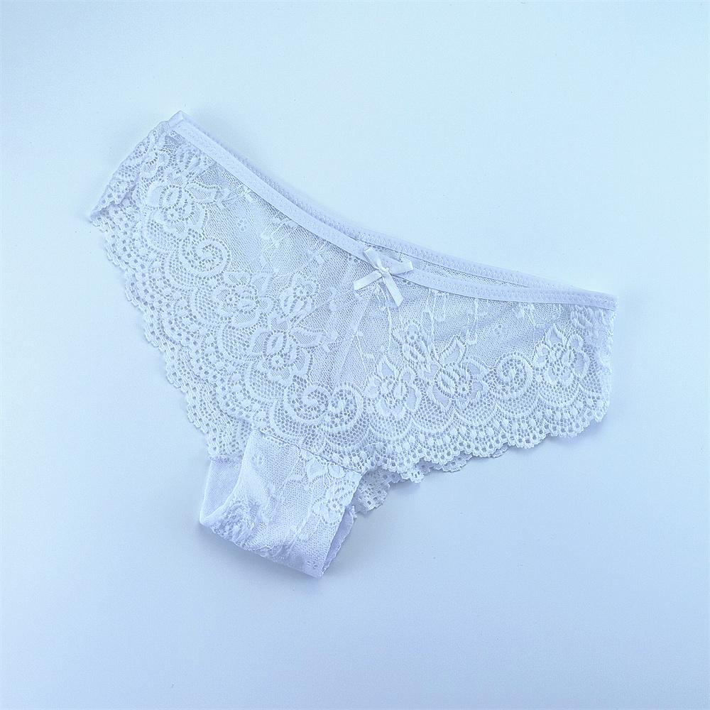 6Pcs/Pack Sexy Women Hollow Out Lace Briefs Lady Perspective Panties Underwear Plus Size M L XL XXL Bow Lingerie