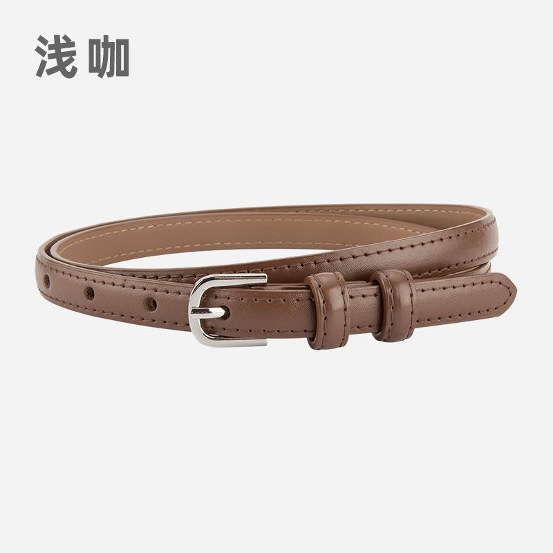 Gürtel Koreanische Version aus echtem Leder, dünner Damen gürtel, Dornschließe aus Rindsleder, Retro Hong Kong Stil, dünner Gürtel für Mädchen