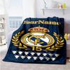 Real Madrid Personalized Text Blanket Throw Customizable Blanket Soft & Cozy Throw For Bedding Office Chair Office Bed Four Seasons Multipurpose