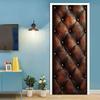 1 pair (2 pieces) of self-adhesive diamond patterned brown leather door mural stickers - texture imitates artificial leather tex