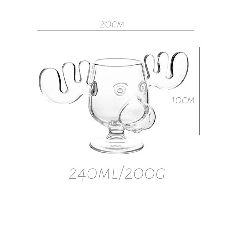 1/2pcs Reindeer Wine Glass Cocktail Juice Cup Clear Beer Mug Water Milk COFFE Whiskey Glasses Drinkware Shot Cups Christmas Gift