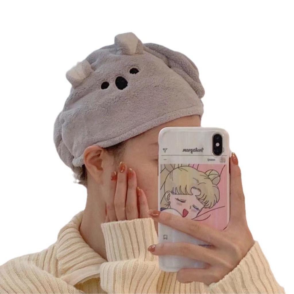 Korean Rabbit Ears Quick-Dry Hair Towel - Cute Cartoon Absorbent Cap for Girls & Adults