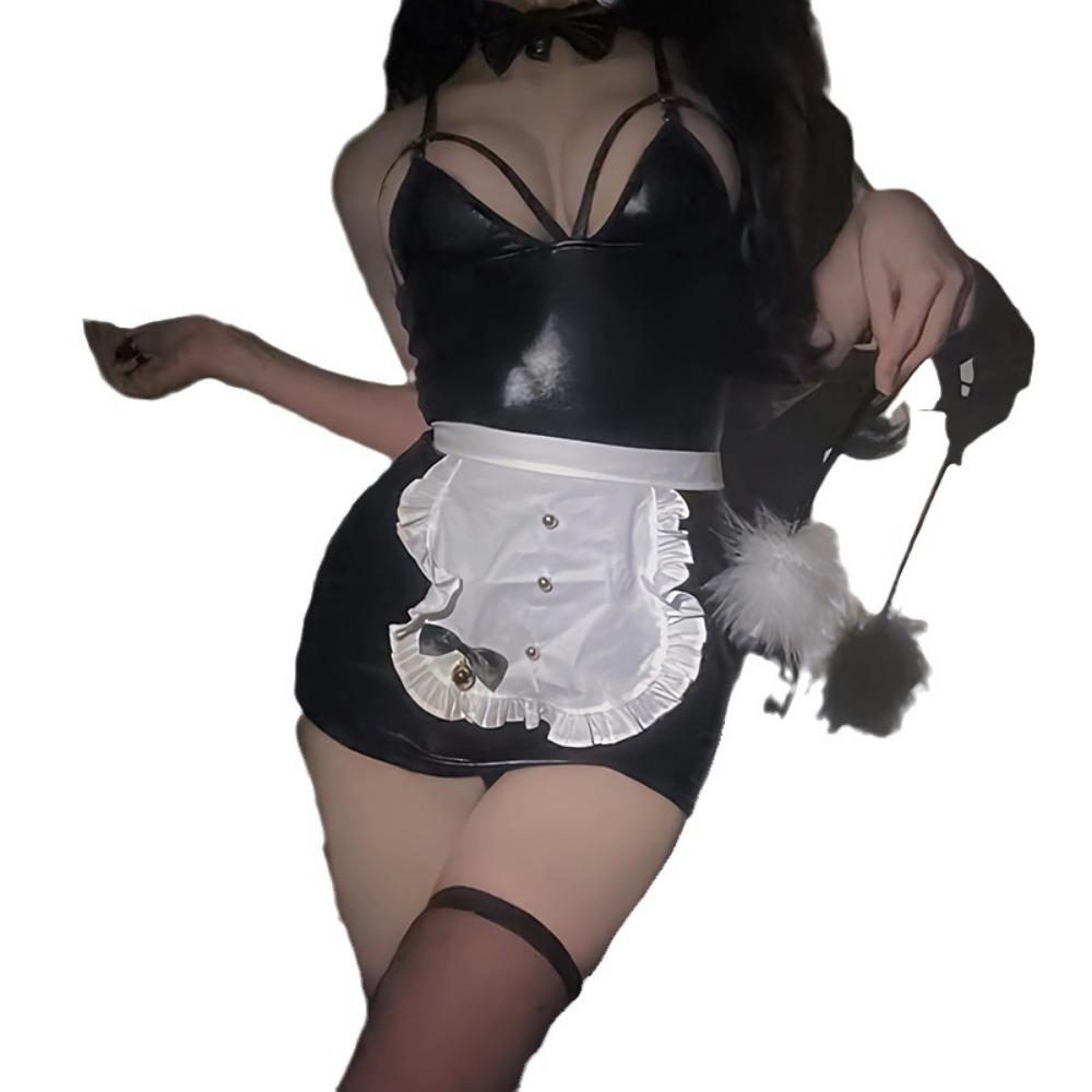Sex Lingerie Two-dimensional COS Bunny Girl Cosplay Cook Pure Desire Maid Patent Leather Bare Chest Pp Uniform Woman