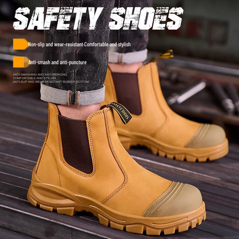 Chelsea Men's Safety Shoes – Anti-smash, Anti-puncture, Suede Upper, Rubber Outsole, Non-slip, Wear-resistant, Durable.