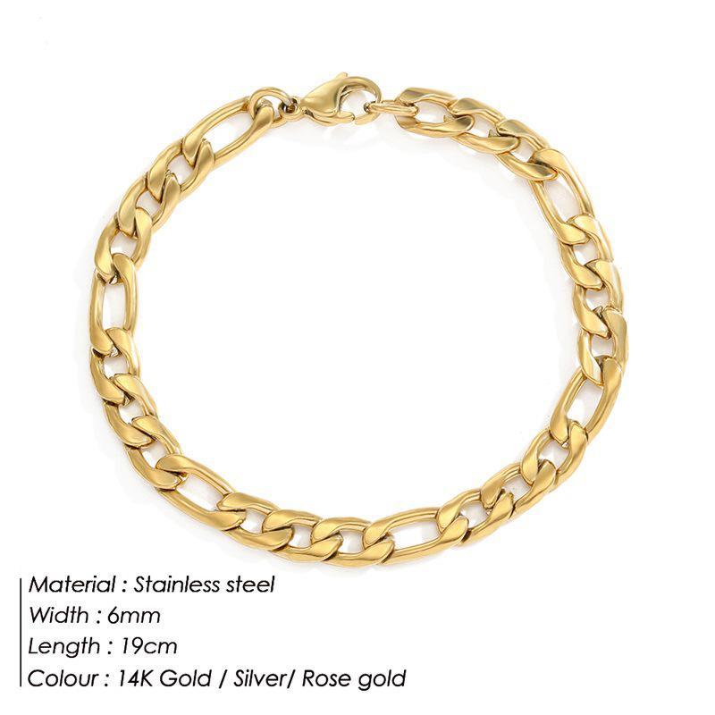 18K Gold-Plated Stainless Steel Figaro Chain Bracelet