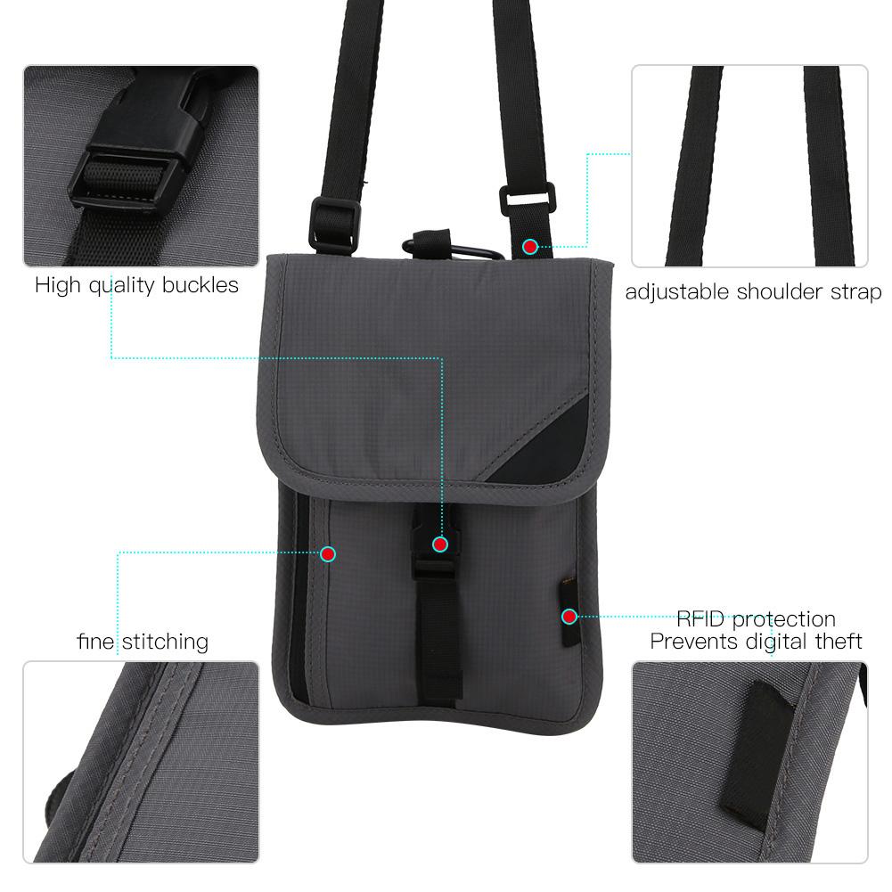 Multi Function Certificate Package Travel Passport Bag Sport Protective Sleeve(Dark gray )