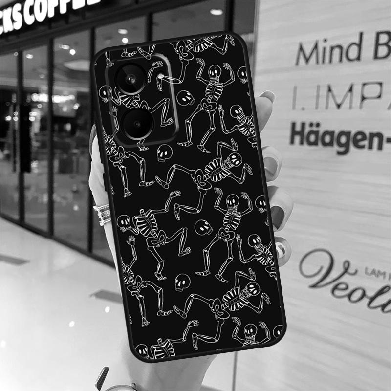 Black Aesthetic Skeleton Digital Art Case For Realme GT7 Pro GT6 11 12 13 14 15 Pro Plus C55 C53 C35 C33 C61 C65 C67 C53 C71 C75