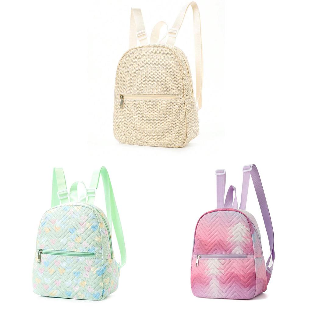 Womens Fashion Heart Print Nylon Backpack With Waterproof Design For Daily Use