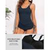 CHARMLEAKS Women's Tankini Top Tie-Side Drawstrings Bathing Suit Top Ribbed Fabric Tummy Control Sporty Swimsuit Top