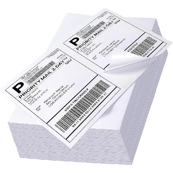 60 Shipping Labels 2 Per Sheet 8.5" x 5.5" Matte Half Sheet Labels Self Adhesive White Shipping Label Paper