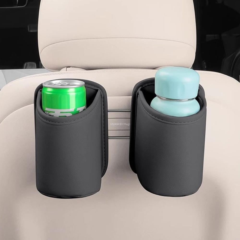 2-Pack Car Door Cup Holders - Robust Faux Leather Cup Holders with Non-slip Base, Door-mounted Cup Holders for Back Seat, Center Console, Beverage Box