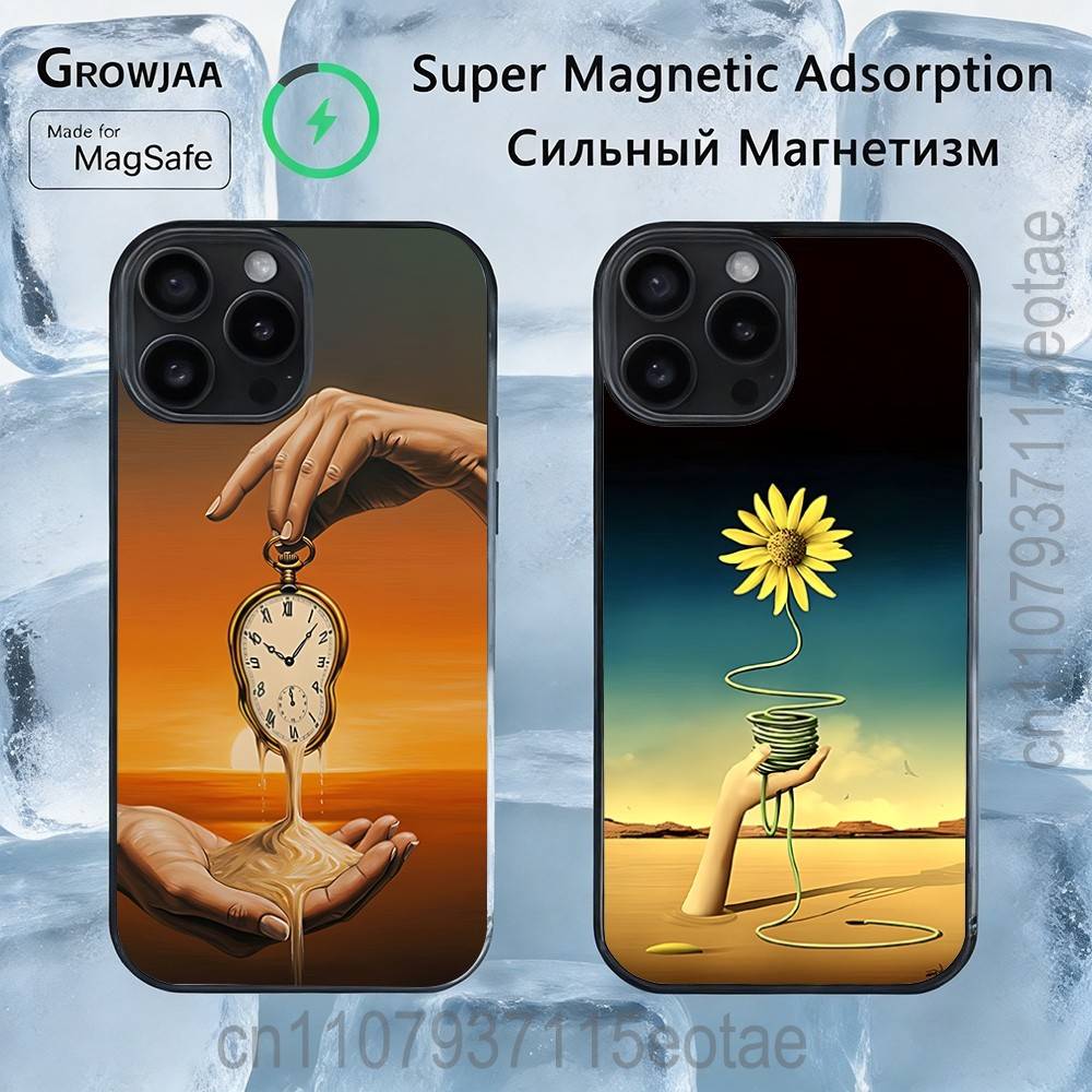 S-Salvador Art D-Dali PAINTINGS Magnetic Wireless Charging Case For iPhone 11,12,13,14,15,16,17,Pro,Max,Plus Shockproof Cover