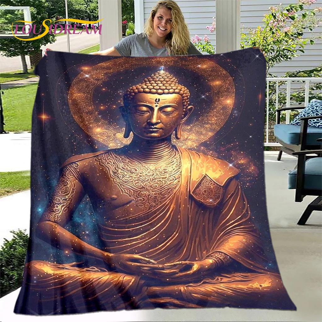 Fe Budista Buda Sakyamuni Guanyin Bodhisattva Religión Manta Manta Suave para el Hogar Orar Dormitorio Camas Funda de Sofá