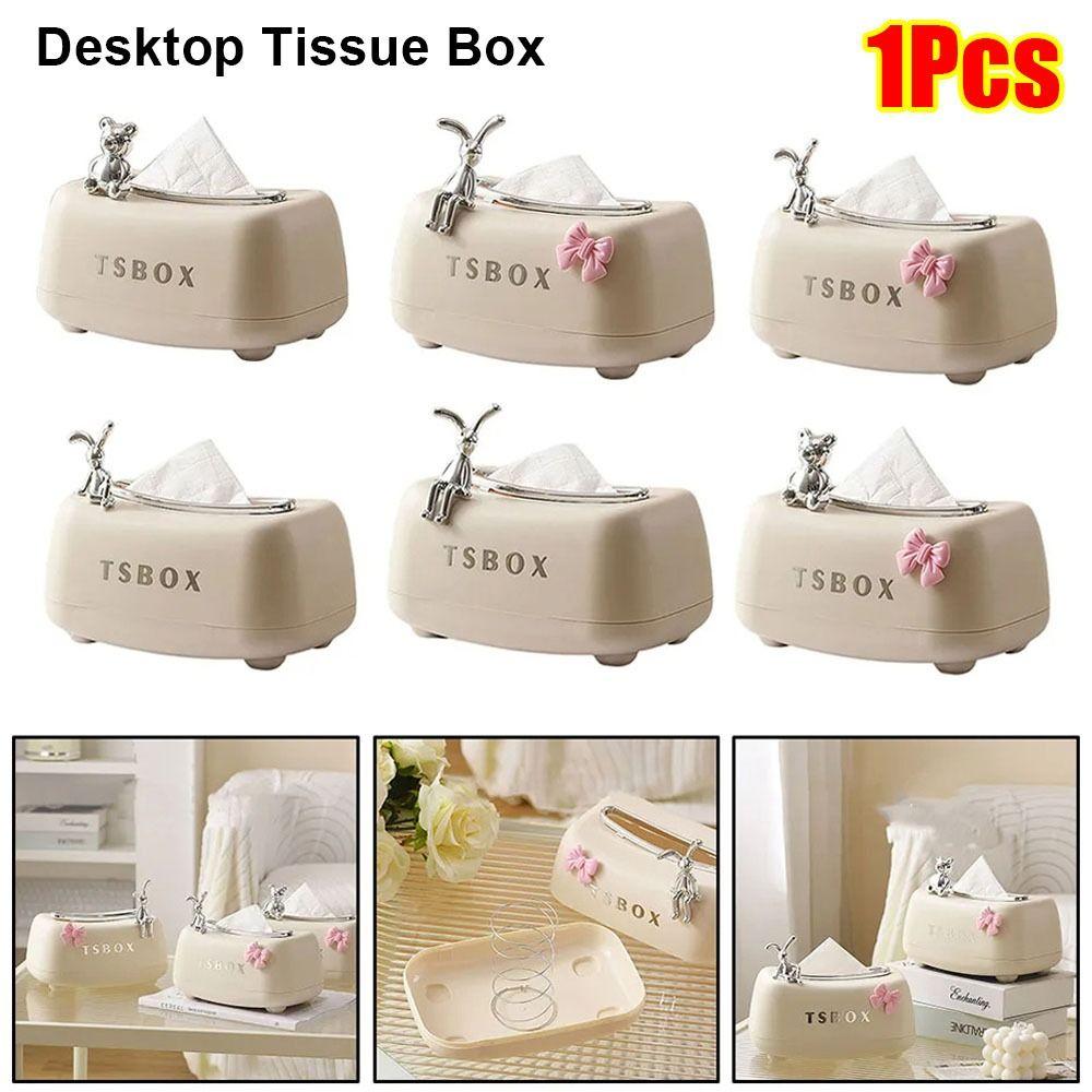 1Pcs Plastic Home Desktop Tissue Box With Spring Paper Container New Tissue Case
