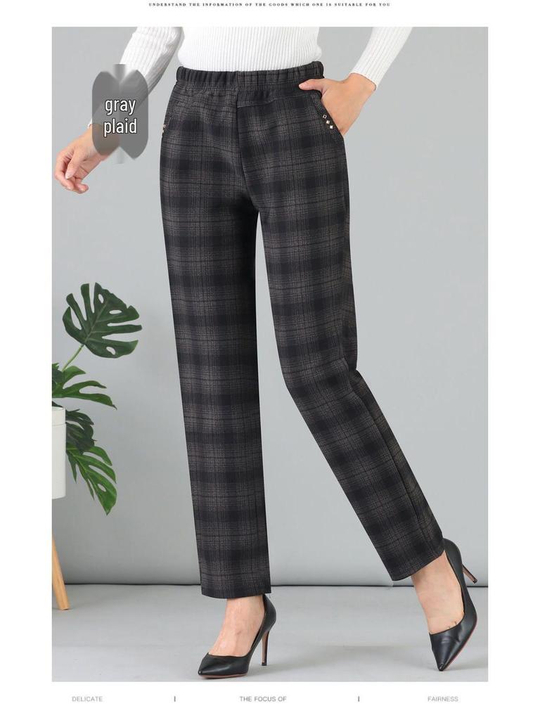 Women's High Waist Elastic Velvet Pants - Loose Straight Leg for Autumn/Winter