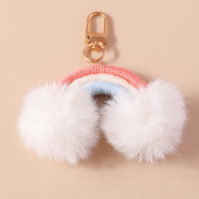 Chaveiro Arco-Íris Fofo Feito à Mão Bola Macia e Fofa Pingentes para Chaveiro para Mulheres Meninas Decoração de Bolsa de Mão Joias Artesanais DIY Presente