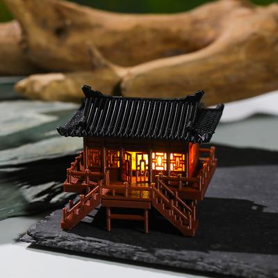 Mini Chinese Pavilion Model for Paludarium Rockery Micro Landscape Bonsai, Study Room Decor Artificial Mountain Ornament