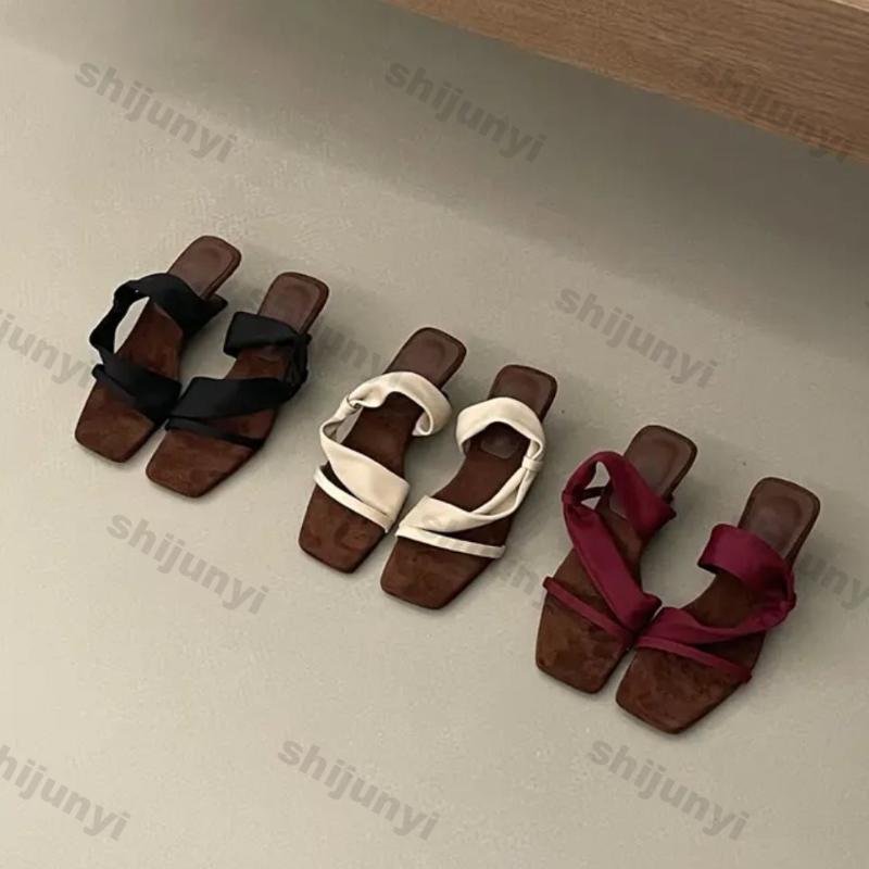 Fashion Women's Sandals 2025 Summer New Outdoor Fashion Lightweight Slip On Slippers Luxury Comfortable Sexy Elegant Medium Heel Shoes