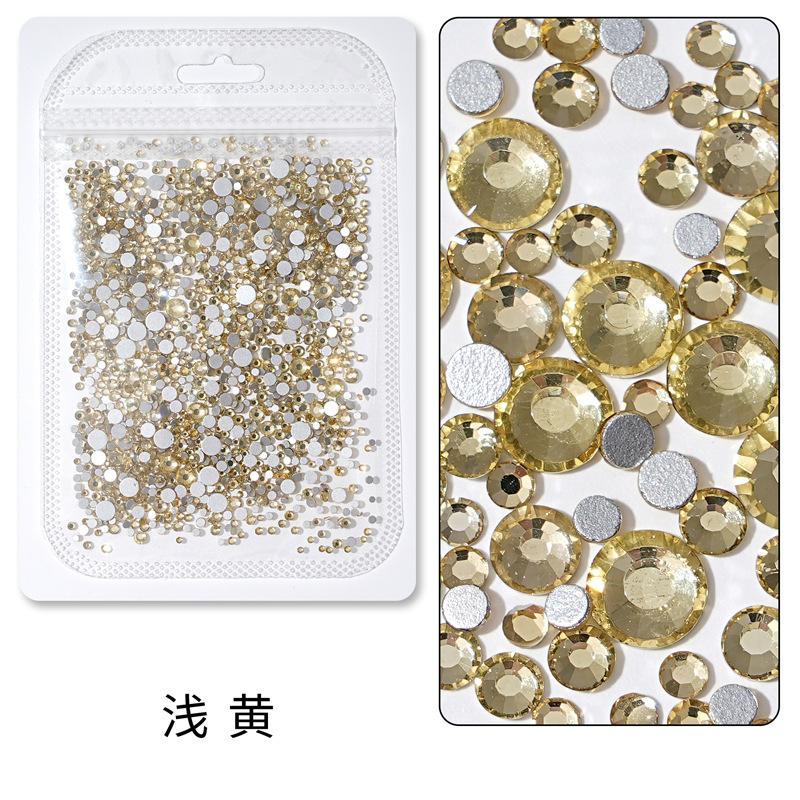 1440 buc, Un pachet întreg de manichiuri colorate, Diamante cu fund plat, Burghie din sticlă de cristal nu pot cădea de pe fund, Bijuterii cu diamante rotunde cu dimensiuni mixte.