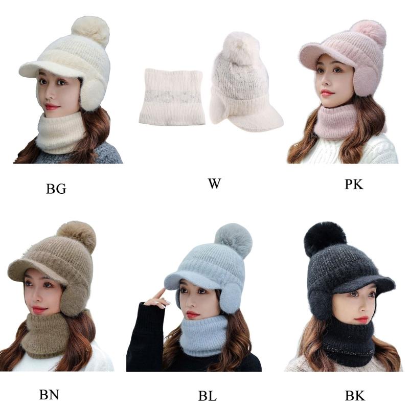 Hat Balaclava Set Beanie Scarf Set Winter Warm Knit Hat Scarf Set Skullies Beanie Men Ear Head-Neck Cover Ski Beanie Hat