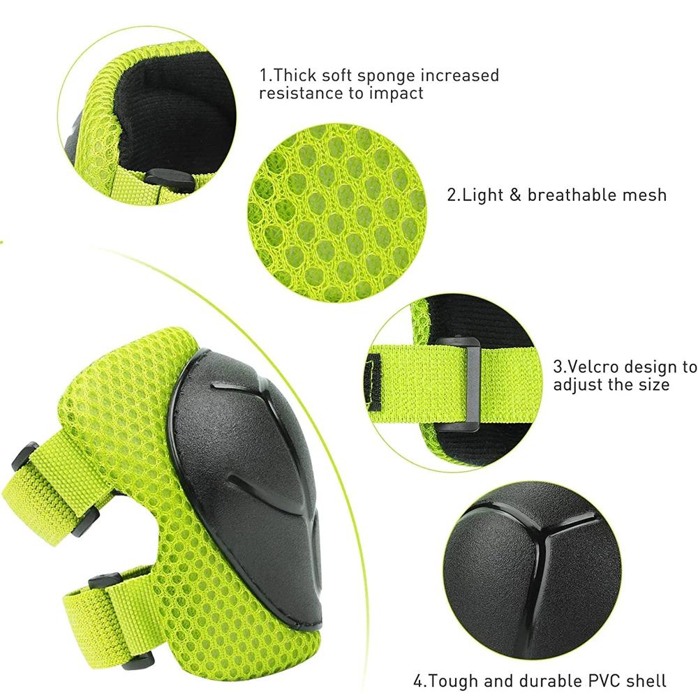 Durable And Safe 6Pcs Protective Gears Set For Kids Children Knee Pad Elbow Pads Wrist Guards Child Safety Protector Kit For Cycling Bike Skating
