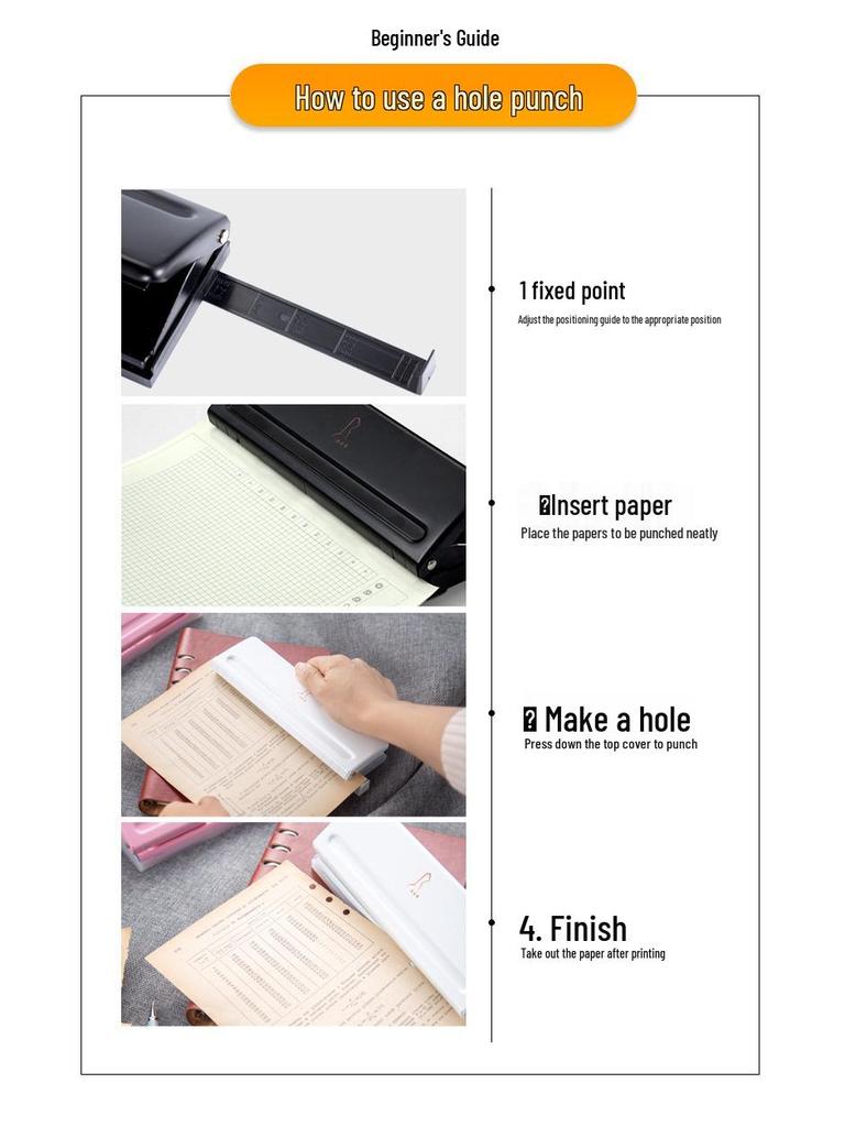 Adjustable 6-Hole Portable Loose-Leaf Notebook Paper Puncher